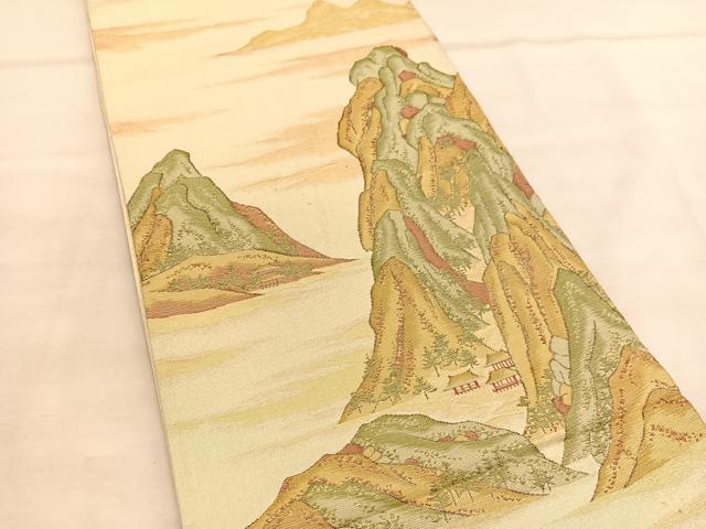 平和屋着物○佐賀錦 六通柄袋帯 唐織 横段秋草文 金糸