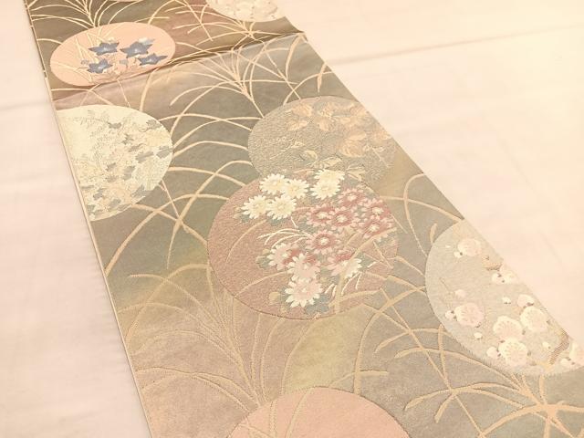 逸品 正絹 西陣織 袋帯 ふくれ織 未使用品 平和屋着物▽西陣 六通柄袋帯 ふくれ織 辻が花纐纈 金糸 証紙付き