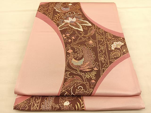 平和屋着物◎西陣 六通柄袋帯 鱗花文 証紙付き 正絹 逸品
