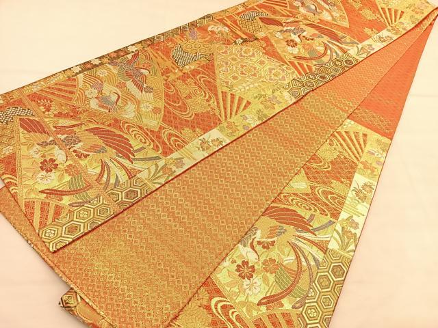 着物屋こころ■極上　川島織物　六通柄　本袋帯　花丸文　金糸　逸品　ｊ795 着物屋こころ□極上 川島織物 六通柄 本袋帯 割付色紙文 金糸