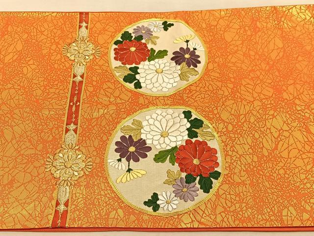 あつこママ様［4890］袋帯 美品 扇面舞鶴花 金銀彩 六通 正絹 着物 あつこママ様［4890］袋帯 美品 扇面舞鶴花 金銀彩 六通 正絹 着物