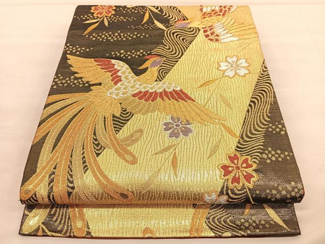 平和屋着物□六通柄袋帯 唐織 鳳凰吉祥草花文 金銀糸 正絹
