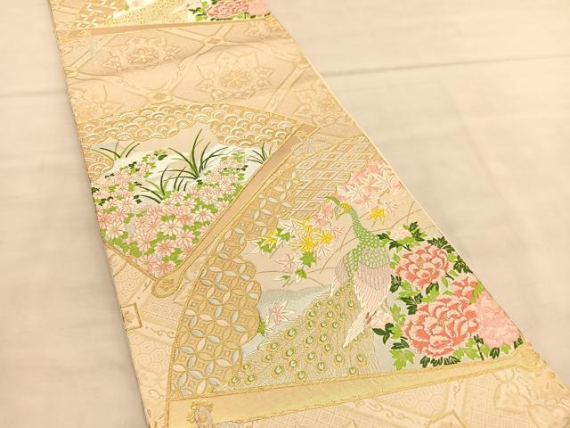 平和屋着物○六通柄袋帯 石畳流水花文 金糸 正絹 逸品 DAAT0337ob