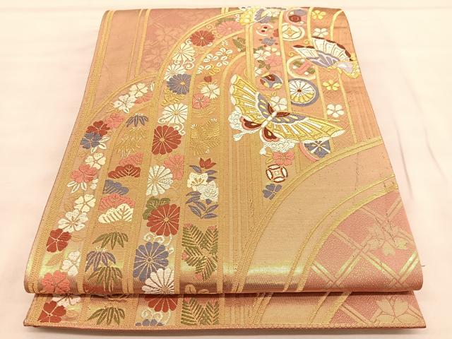 平和屋着物○六通柄袋帯 紬地 幾何学文様 正絹 逸品 CAAY9737hy