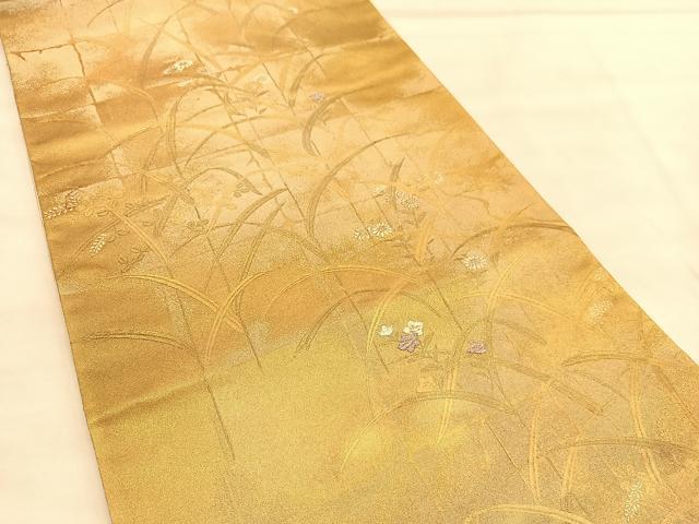 平和屋本店□極上 洛風林 工芸帯地 六通柄袋帯 花鳥文