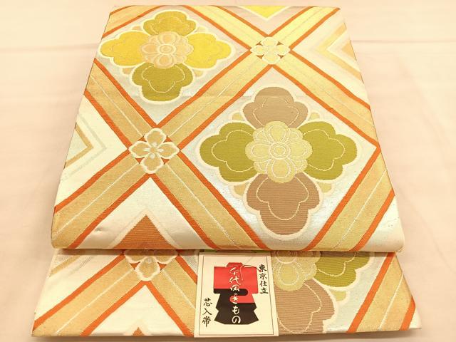 平和屋着物◎六通柄　本袋帯　双鳥花文　正絹　逸品　未使用　AAAF5802Aru 平和屋着物◎六通柄袋帯 双鳥花文 銀糸 正絹 逸品 AAAE6699Abw