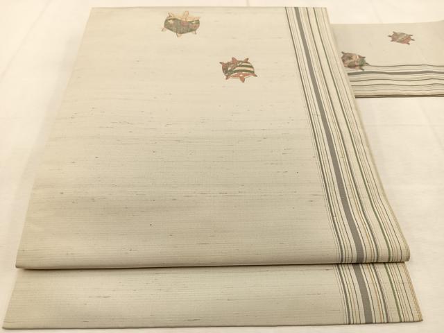 平和屋着物●京の名門・菱屋六右ェ門　九寸名古屋帯　紬地　糸巻き文　正絹　逸品　BAAU6076yc