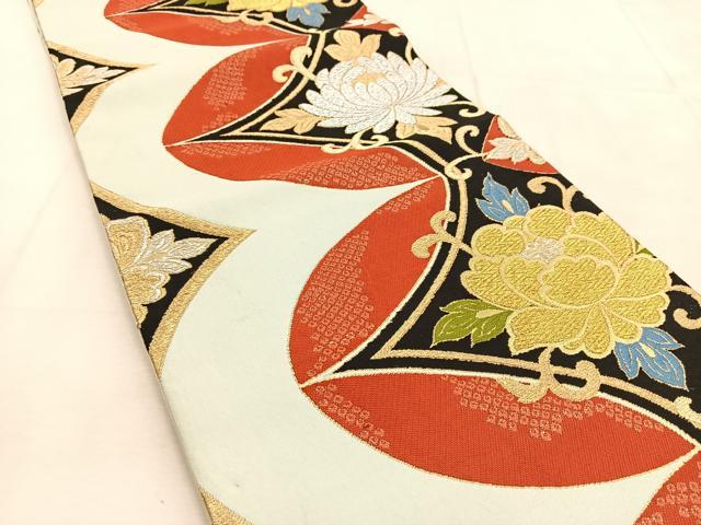 平和屋着物○六通柄袋帯 唐織 正倉院舞蝶花丸文
