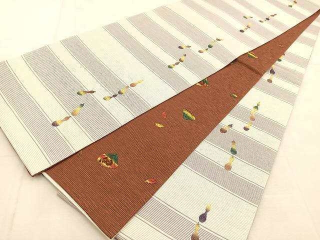 平和屋着物●両面　全通柄袋帯　瓢箪　金糸　正絹　逸品　BAAU6137yc