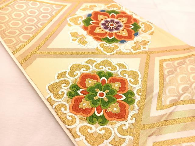 袋帯　振袖帯　唐織　菊花　橘　花模様　金糸　着物　075a p 袋帯 振袖帯 唐織 菊花 橘 花模様 金糸 着物 075a p - メルカリ