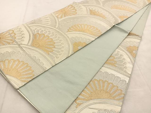 平和屋着物◎西陣 六通柄袋帯 菊青海波 金銀糸 正絹 逸品 BAAU6205ycの