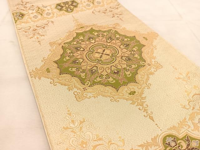 高級正絹袋帯、六通柄、唐花更紗文 高級正絹袋帯、六通柄、唐花更紗文