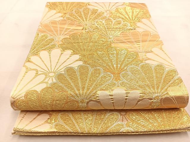 平和屋着物◎六通柄袋帯 菊青海波 金銀糸 正絹 逸品 BAAU6304yc