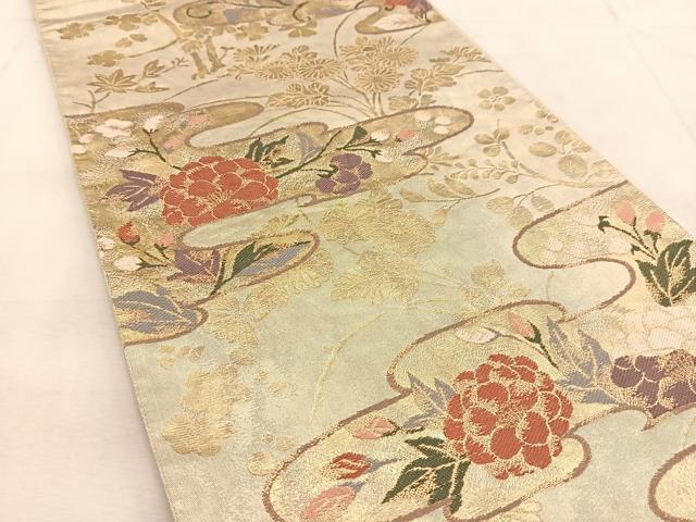 平和屋着物□六通柄袋帯 吉祥エ霞流水文 金銀糸 正絹