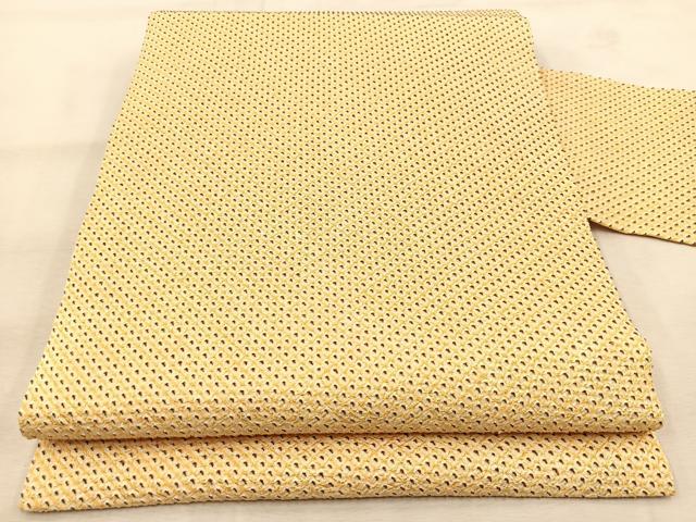 平和屋着物●全通柄九寸名古屋帯　支子色　総絞り　正絹　逸品　未使用　BAAU6995yc