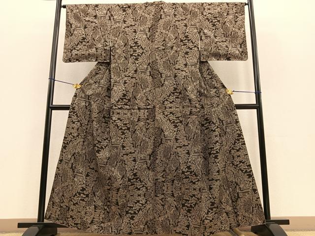 平和屋着物○本場大島紬 割込絣 抽象文様 正絹 逸品 AAAY5984ph