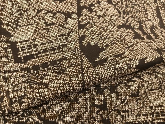 平和屋着物●本場大島紬　割り込み絣　名所風景文　正絹　逸品　BAAU7024gt