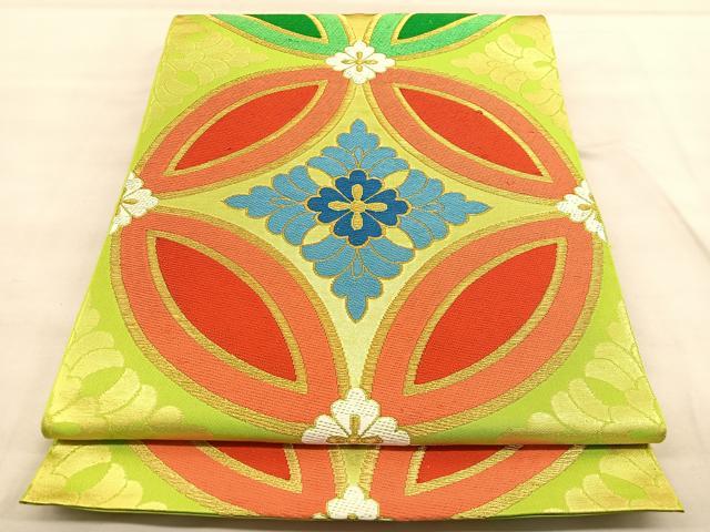 平和屋着物●西陣　川島織物　六通柄　本袋帯　唐織　七宝花文　金糸　正絹　逸品　BAAU7601hv