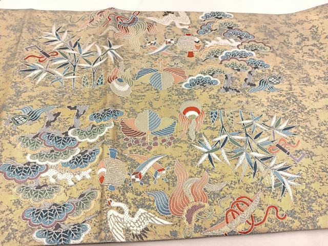 平和屋着物○東京友禅 熊谷好博子 太鼓柄袋帯 唐織 作家物 総
