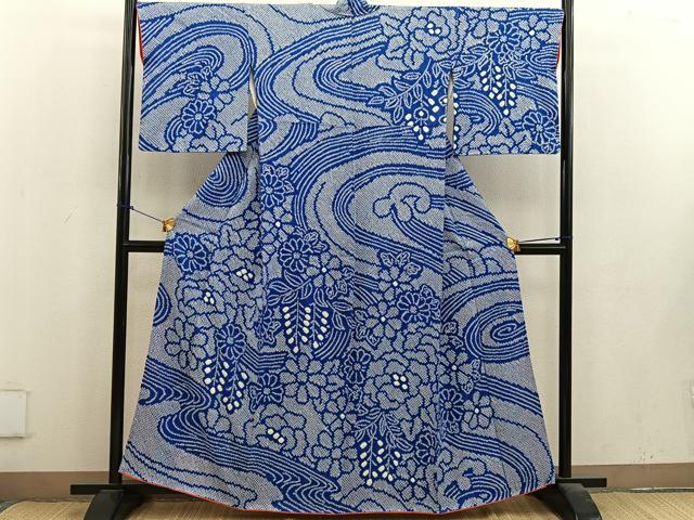 平和屋着物●訪問着　総絞り　草花文　正絹　逸品　BAAV0556mz