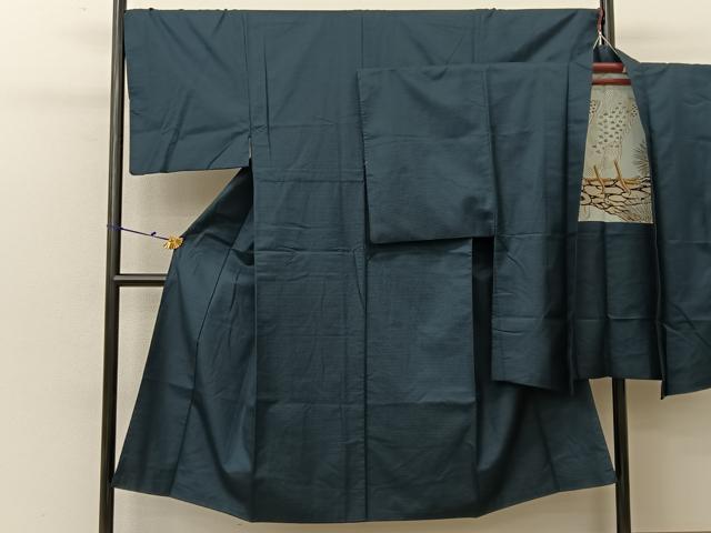 平和屋着物●男性　紬　アンサンブル　100亀甲　羽裏：鷹　正絹　逸品　BAAV2010hj