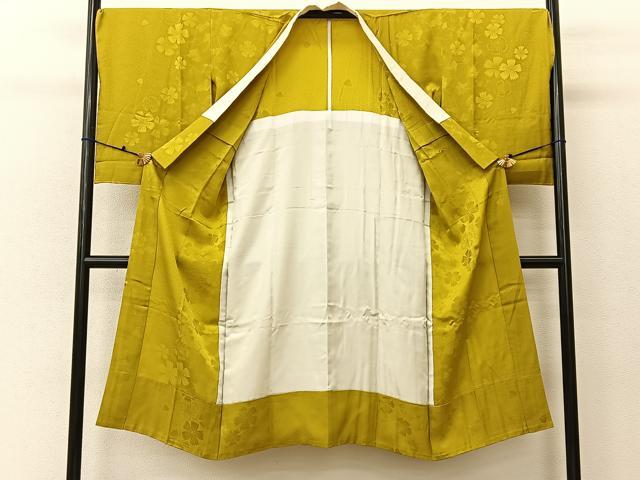 平和屋着物○長襦袢 無双仕立て 色無地 秋桜地紋 金色 やまと誂製 正絹