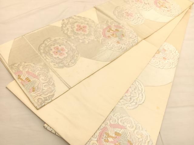 平和屋着物◎西陣 服部織物謹製 六通柄袋帯 唐織 白鳥緞子 鳳凰花文