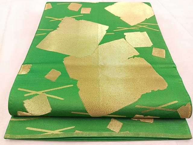 平和屋着物○西陣 川島織物 全通柄 本袋帯 破れ色紙文 金糸