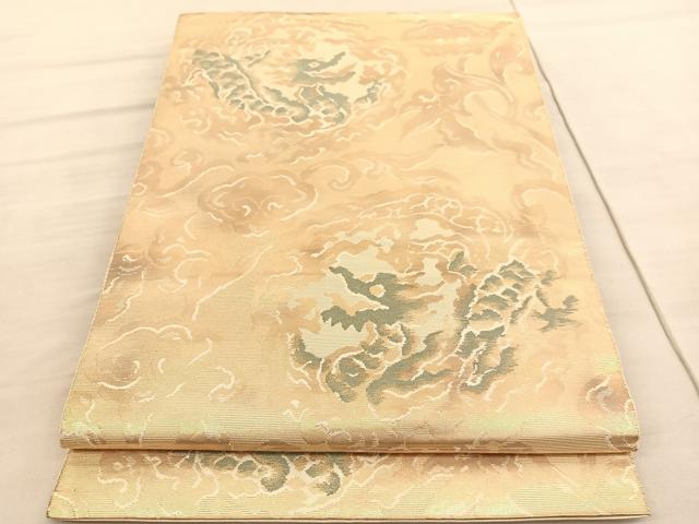 平和屋着物●西陣　服部織物謹製　六通柄袋帯　こはく錦　龍　金糸　正絹　逸品　BAAV5349hv