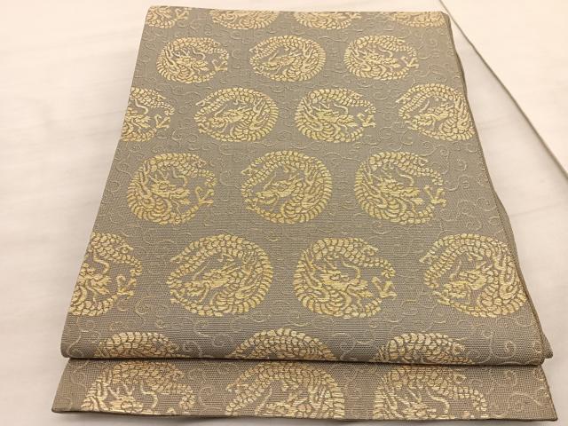 平和屋着物●アンティーク　大正ロマン　丸帯　龍唐草文　金糸　正絹　逸品　BAAV5355hv