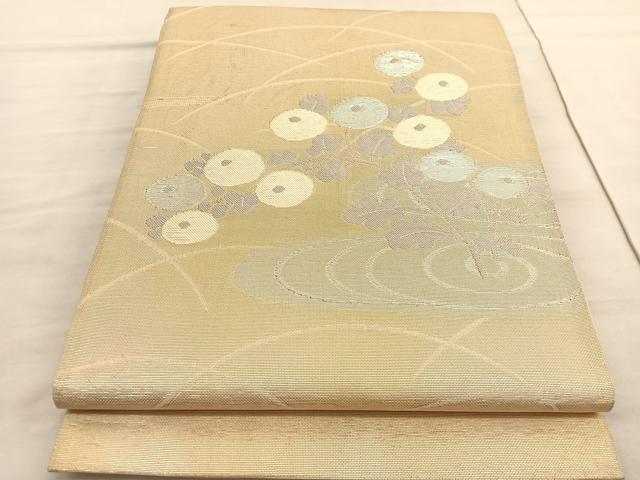 平和屋着物＊夏物　太鼓柄袋帯　万寿菊　銀糸　正絹　逸品　BAAV5363hv