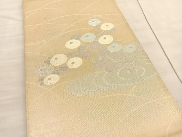 平和屋着物＊夏物　太鼓柄袋帯　万寿菊　銀糸　正絹　逸品　BAAV5363hv 平和屋着物＊夏物 太鼓柄袋帯 万寿菊 銀糸 正絹 逸品 BAAV5363hvの通販