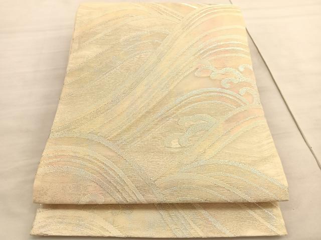 平和屋着物＊夏物　六通柄袋帯　立波文　銀糸　正絹　逸品　BAAV5374hv