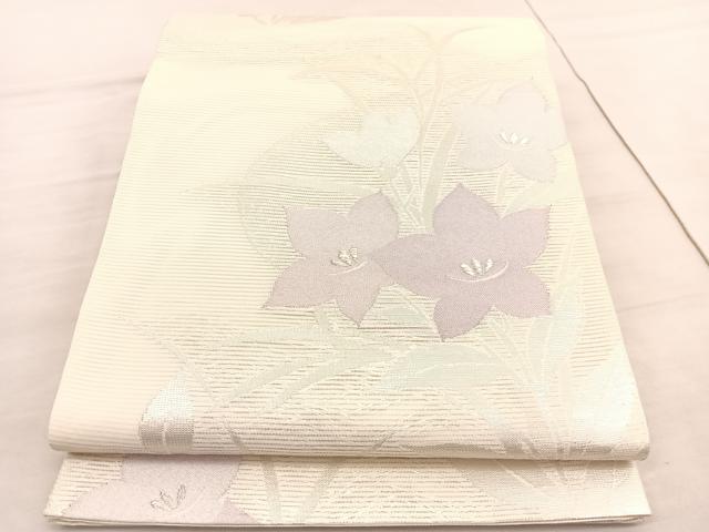 平和屋着物＊夏物　六通柄袋帯　桔梗　銀糸　正絹　逸品　BAAV5376hv