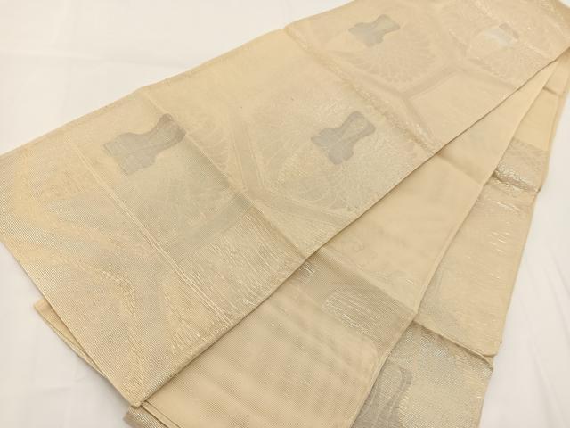 平和屋着物＊夏物　六通柄袋帯　双鶴亀甲文　銀糸　正絹　逸品　◯_4