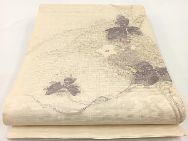 平和屋着物＊夏物　太鼓柄袋帯　すくい織　桔梗　銀糸　正絹　逸品　BAAV7116yc