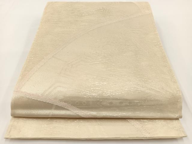 平和屋着物＊夏物　六通柄袋帯　片輪車文　銀糸　正絹　逸品　BAAV7124yc