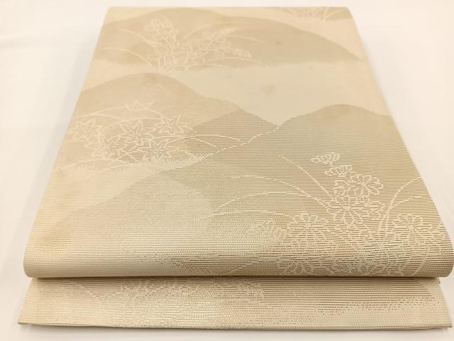 平和屋着物＊夏物　六通柄袋帯　秋草文　金糸　正絹　逸品　BAAV7128yc