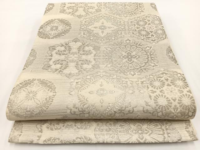 平和屋着物＊夏物　六通柄袋帯　唐織　プラチナ箔　亀甲吉祥文　正絹　逸品　BAAV7134yc