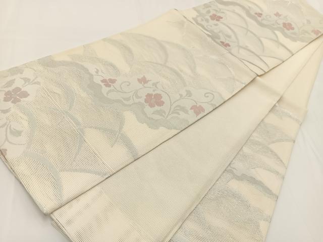 平和屋着物＊夏物 六通柄袋帯 道長花唐草文 銀糸 正絹 逸品