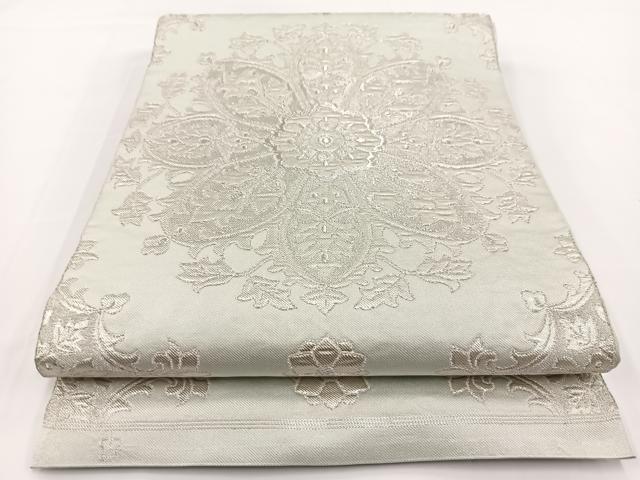 平和屋着物●西陣　川島織物　六通柄　本袋帯　更紗花文　銀糸　正絹　逸品　BAAV7167yc