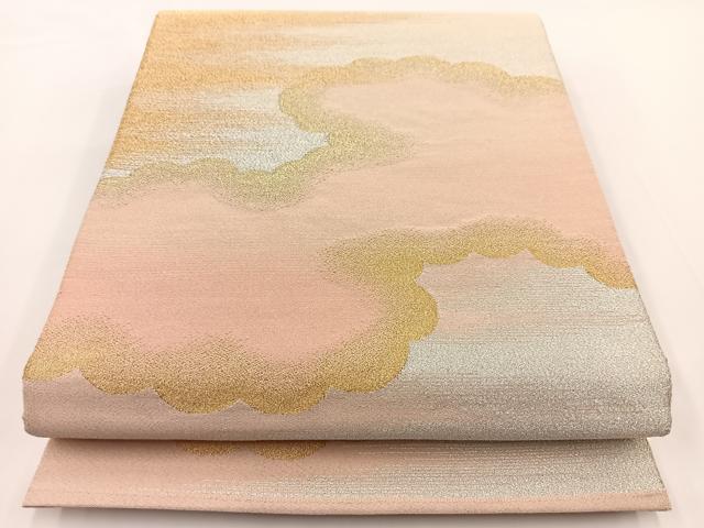 平和屋着物●爪掻き本綴れ　太鼓柄袋帯　雲重ね文　金銀糸　正絹　逸品　BAAV7171yc