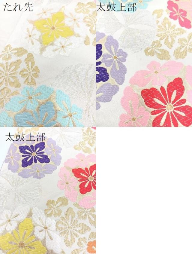 平和屋着物○全通柄袋帯 唐織 花菱丸文 金糸 正絹 逸品 BAAV7177yc