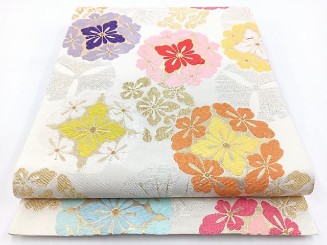 平和屋着物●全通柄袋帯　唐織　花菱丸文　金糸　正絹　逸品　BAAV7177yc 平和屋着物○全通柄袋帯 唐織 花菱丸文 金糸 正絹 逸品 BAAV7177yc