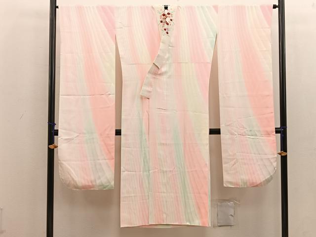 平和屋着物●振袖用長襦袢　袷　流線文　暈し染め　半衿刺繍　正絹　逸品　BAAV8241mz