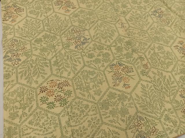 平和屋着物●本場結城紬　100亀甲　亀甲花文　正絹　逸品　BAAV8287mz