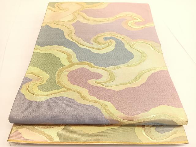 平和屋着物●西陣最高峰・北尾織物匠　六通柄袋帯　錦繍彩雲文　金糸　正絹　逸品　BAAV9752hv