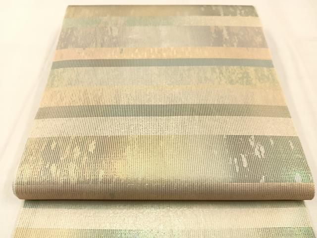 平和屋着物＊夏物　銀座きしや　六通柄袋帯　横段文　金銀糸　引箔　正絹　逸品　BAAW0402hj