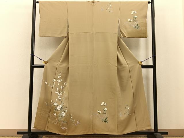 平和屋着物●訪問着　友禅　群鶴牡丹梅文　暈し染め　正絹　逸品　BAAW0900hj