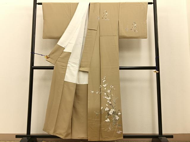 平和屋着物●訪問着　友禅　群鶴牡丹梅文　暈し染め　正絹　逸品　BAAW0900hj_1